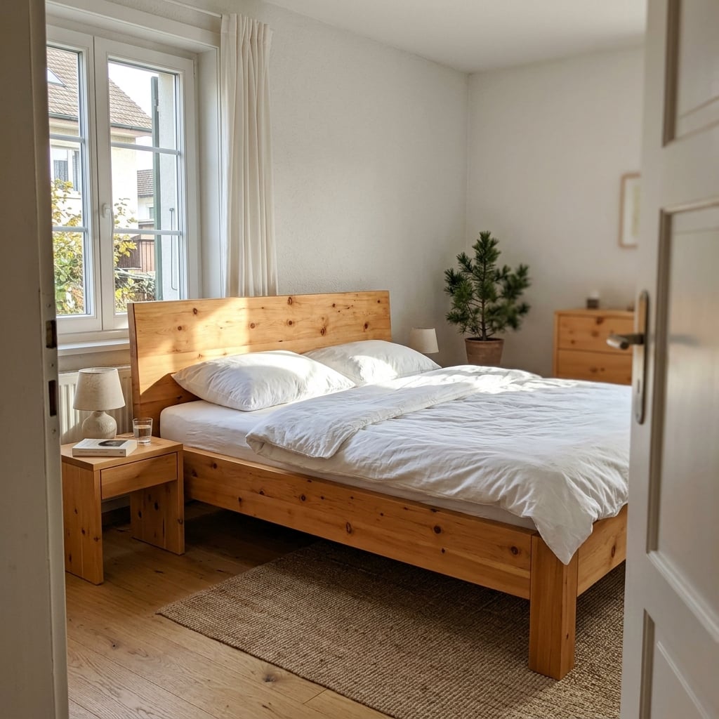 Kundenfoto: Baumstamm Bett mit Rundholz