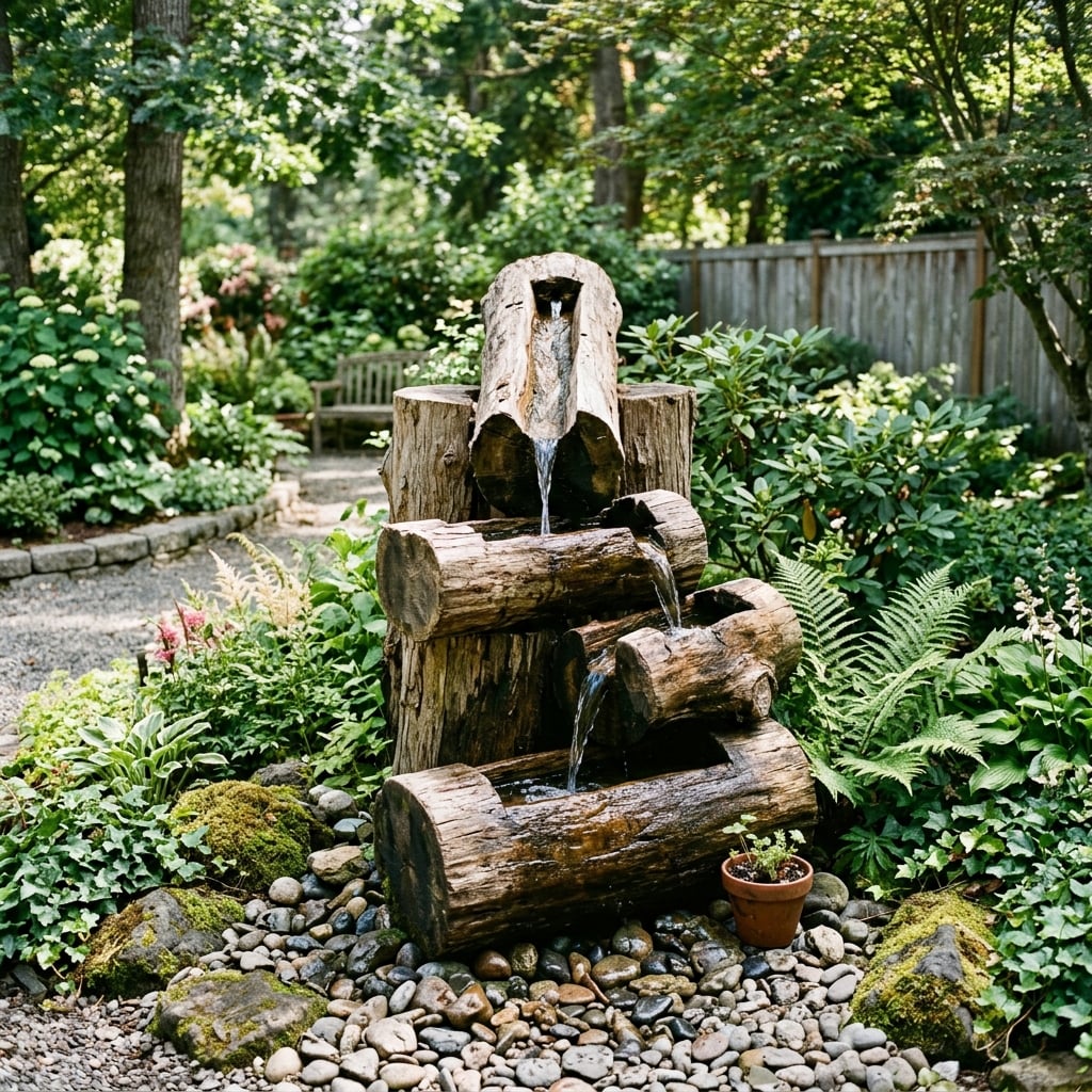Kundenfoto: Holzbrunnen für Garten